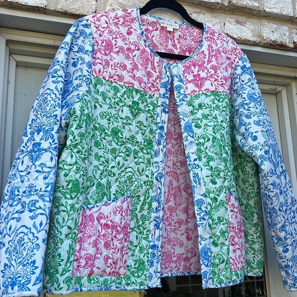 Roller Rabbit Multicolor Block Print Cotton Quilt… - image 4